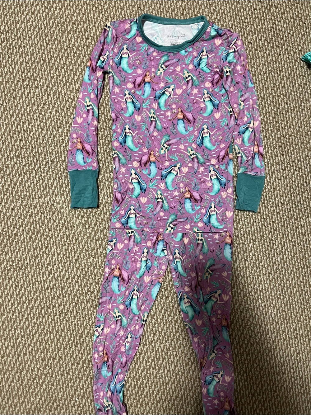 Girls 4T The sleepy sloth bamboo mermaid pajama set